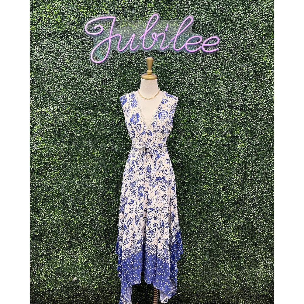 Amelia Blue Floral Print Dress
