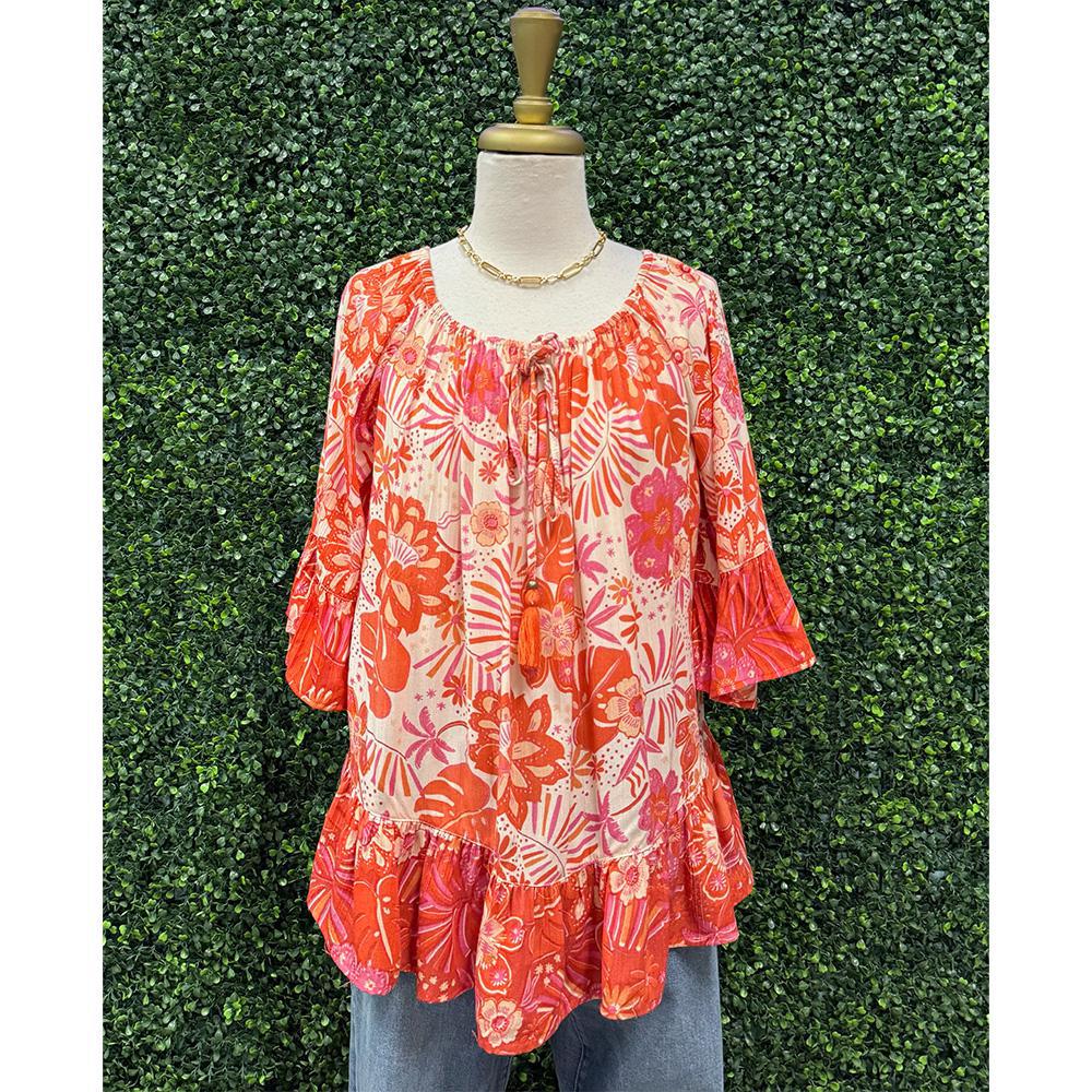 Shandy Ivory Peach Top With Tassels