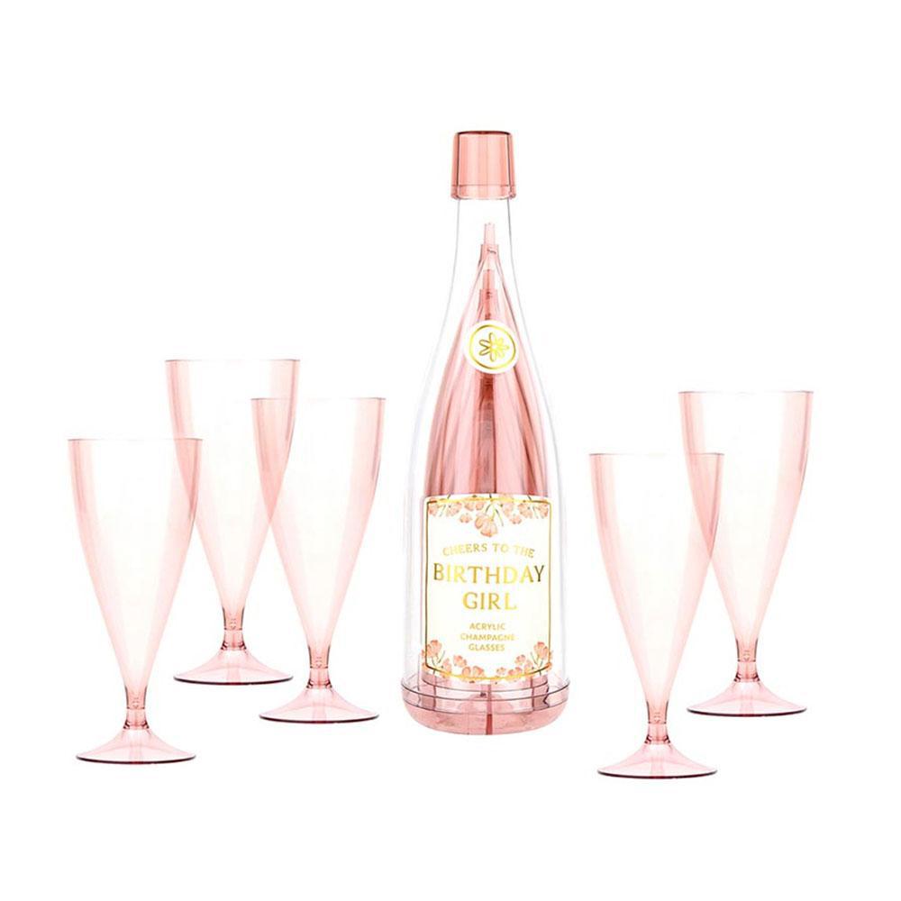 Acrylic Stackable Champagne Glasses - Birthday Girl - Set of 5