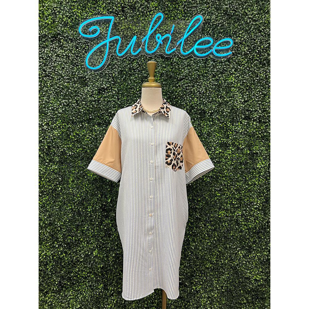 Debbie Mix Pattern Shirt Dress