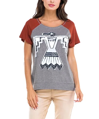 Thunderbird Sequin Raglan Top