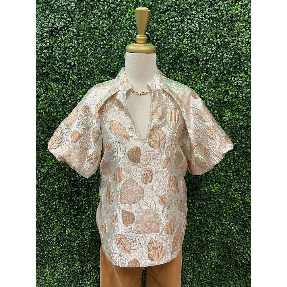 Nivaya Rose Gold Metallic Print Top