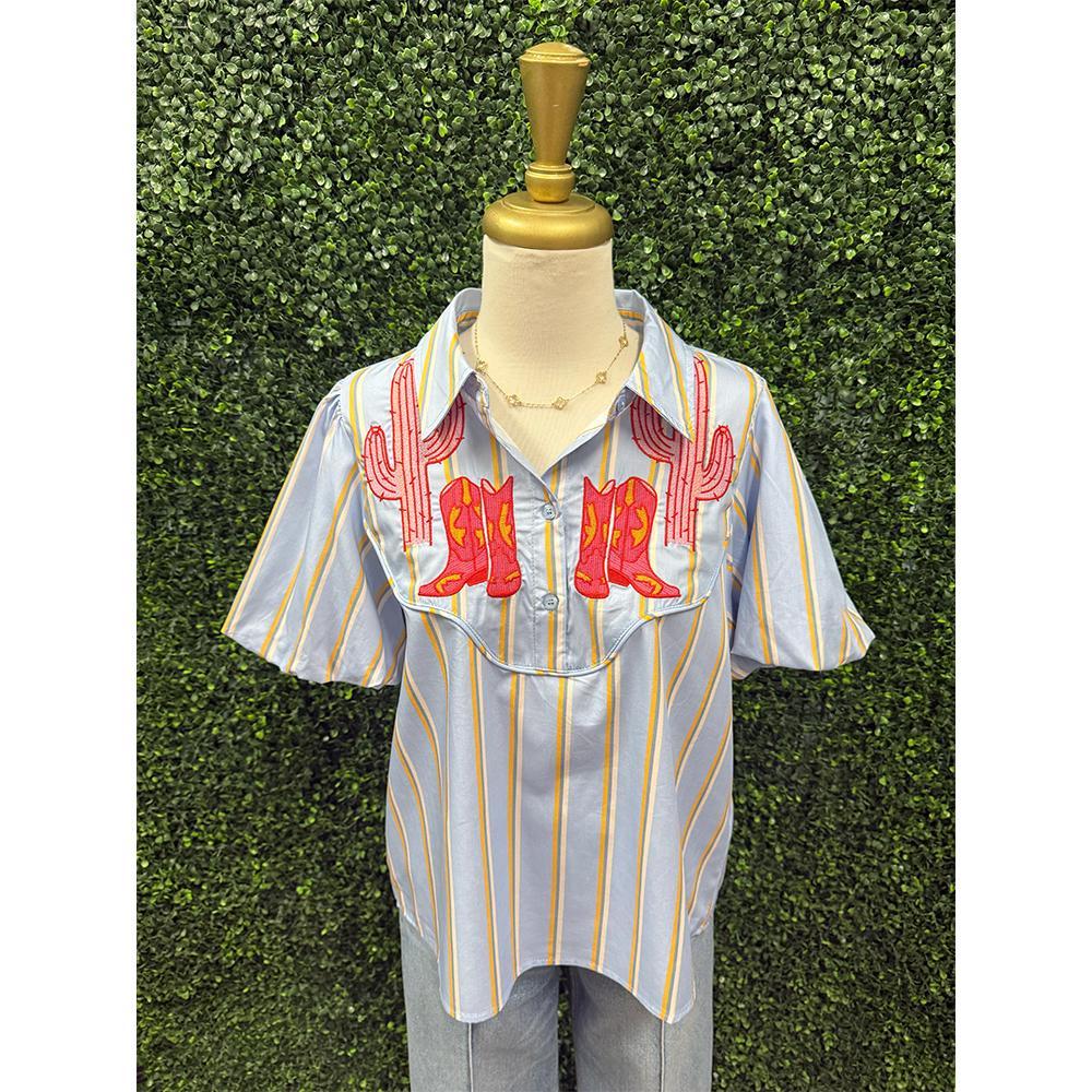 Nellie Western Embroidered Button Up