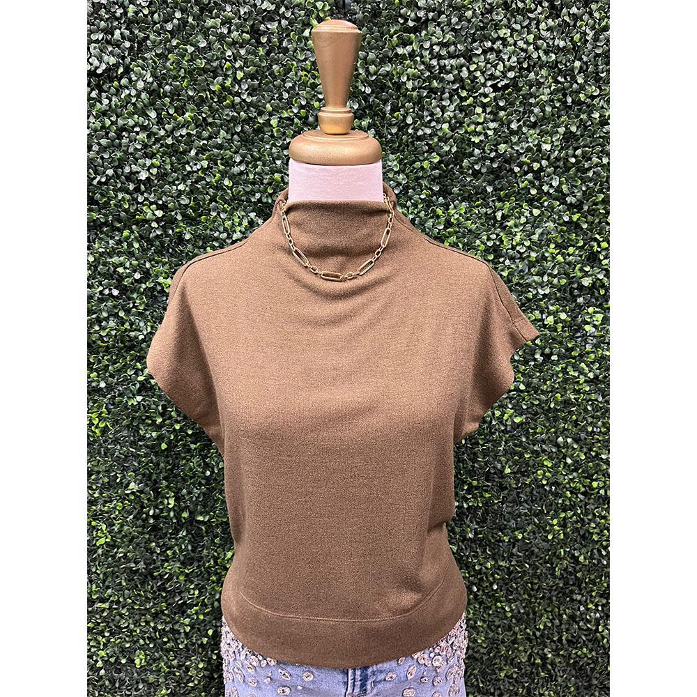 Olivia Olive Mock Neck Pullover Top