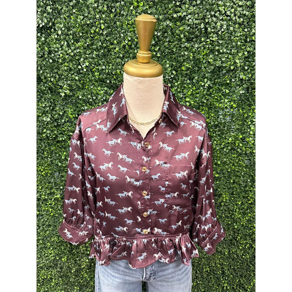 Vintage Plum Horse Blouse