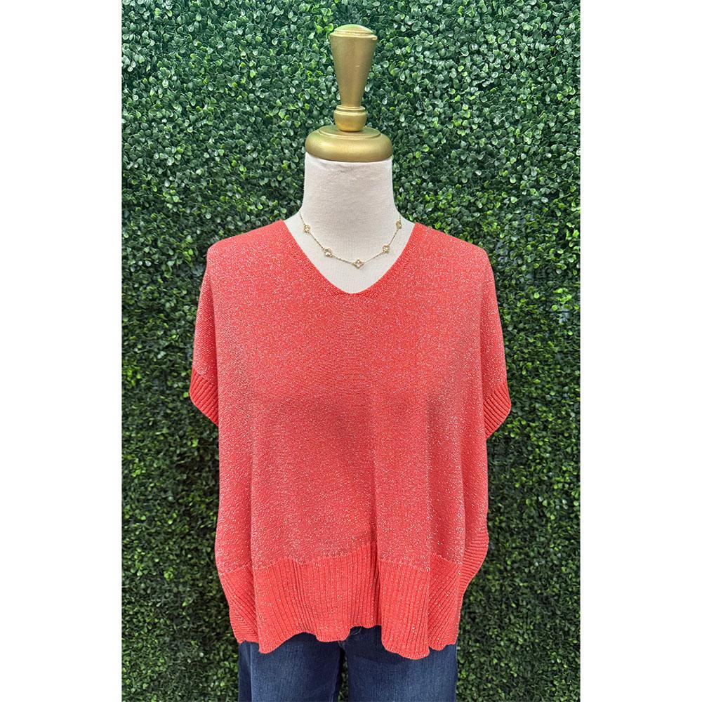 Vana Sparkle Peach Knit Top