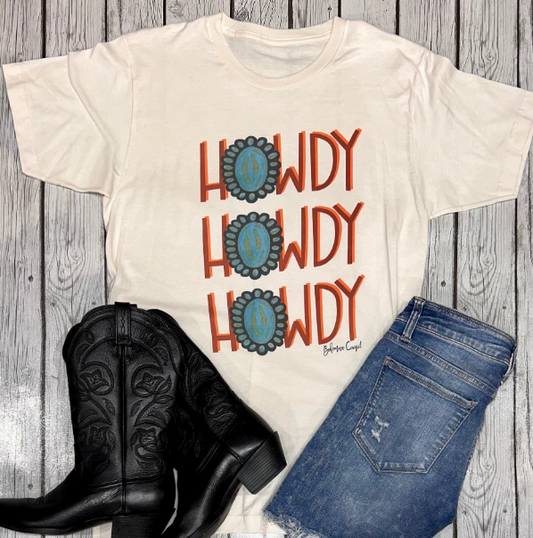 Stoned Howdy Turquoise Cluster Crop Top Tee