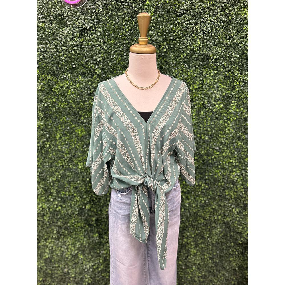 Shayla Sage Floral Print Top