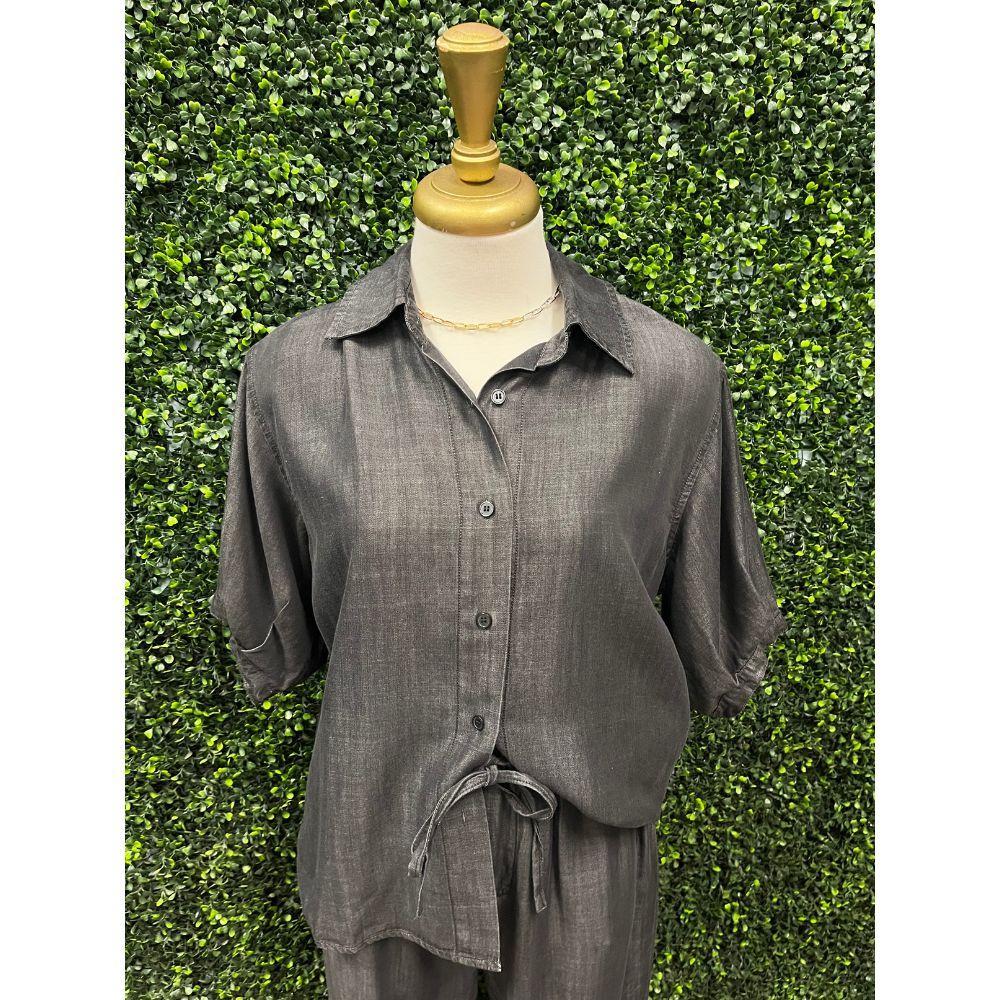 Genna Black Wash Denim Top