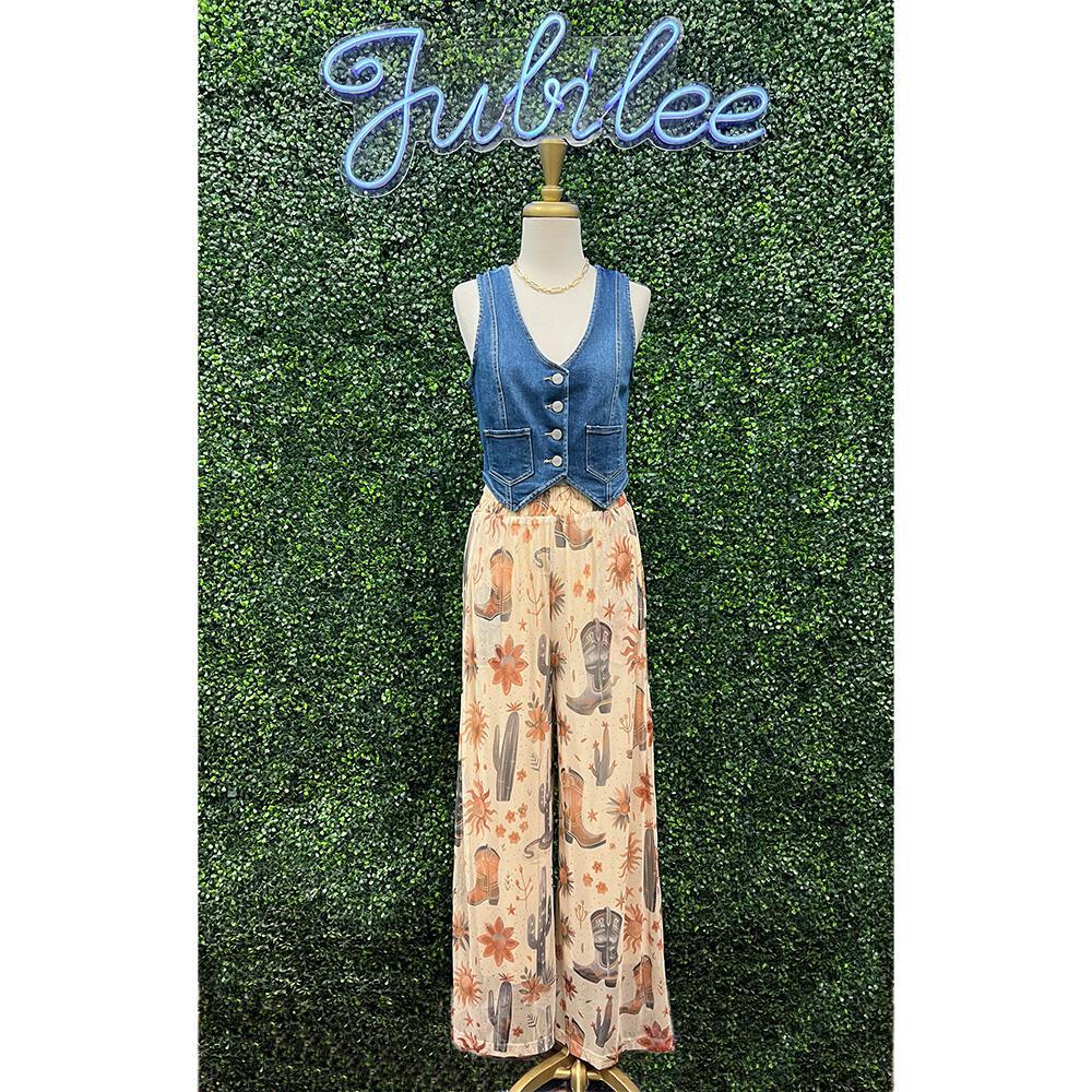 Cactus Boots Palazzo Pants