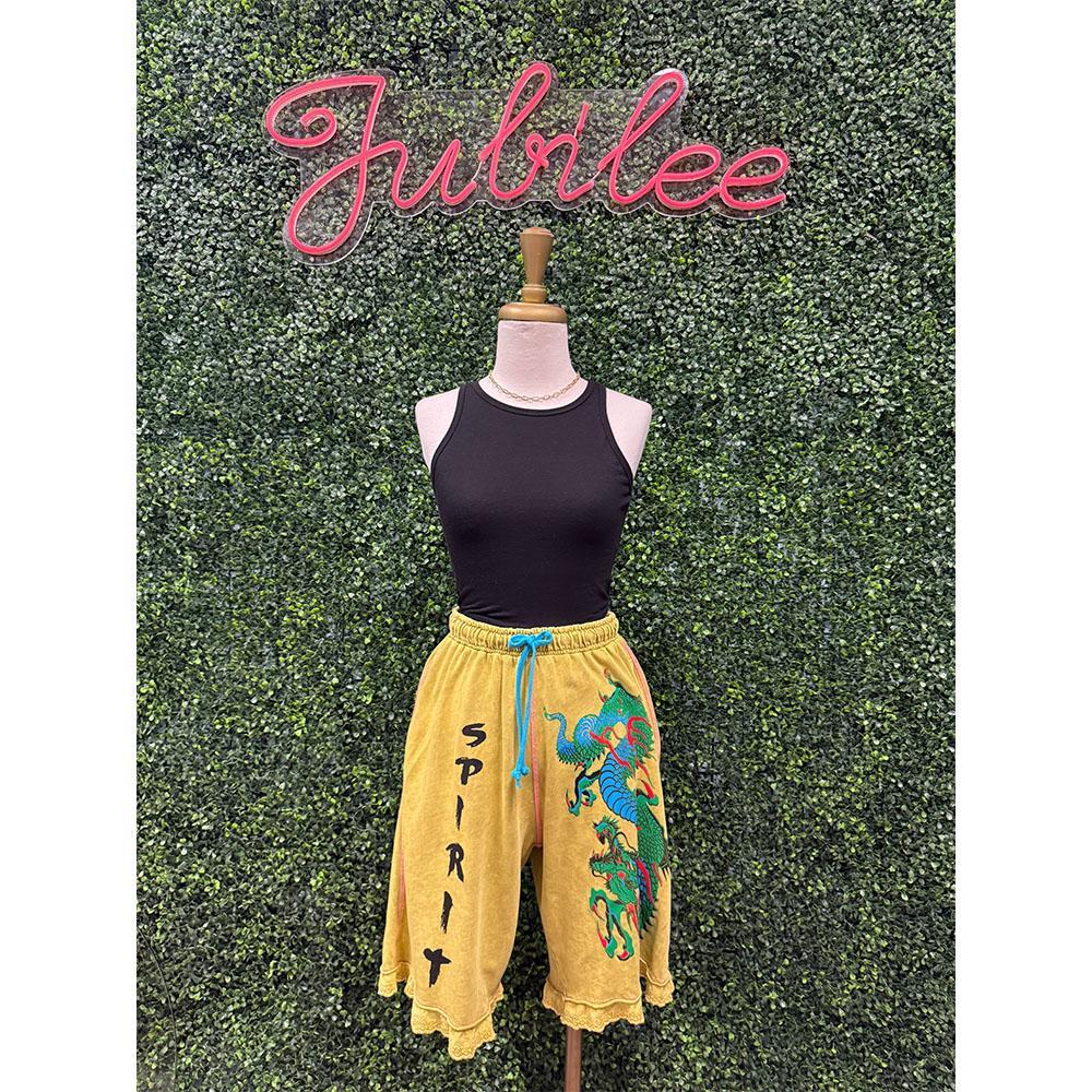 Chartreuse Dragon Shorts