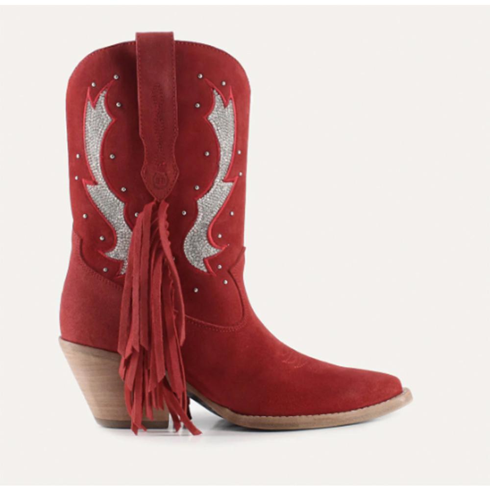 Morgan Red Leather Boots