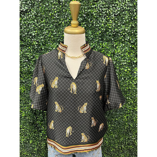 Tessa V-Neck Leopard Print Top