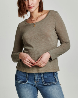 Cassie Laurel Oak Scoop Neck Slubby Tee