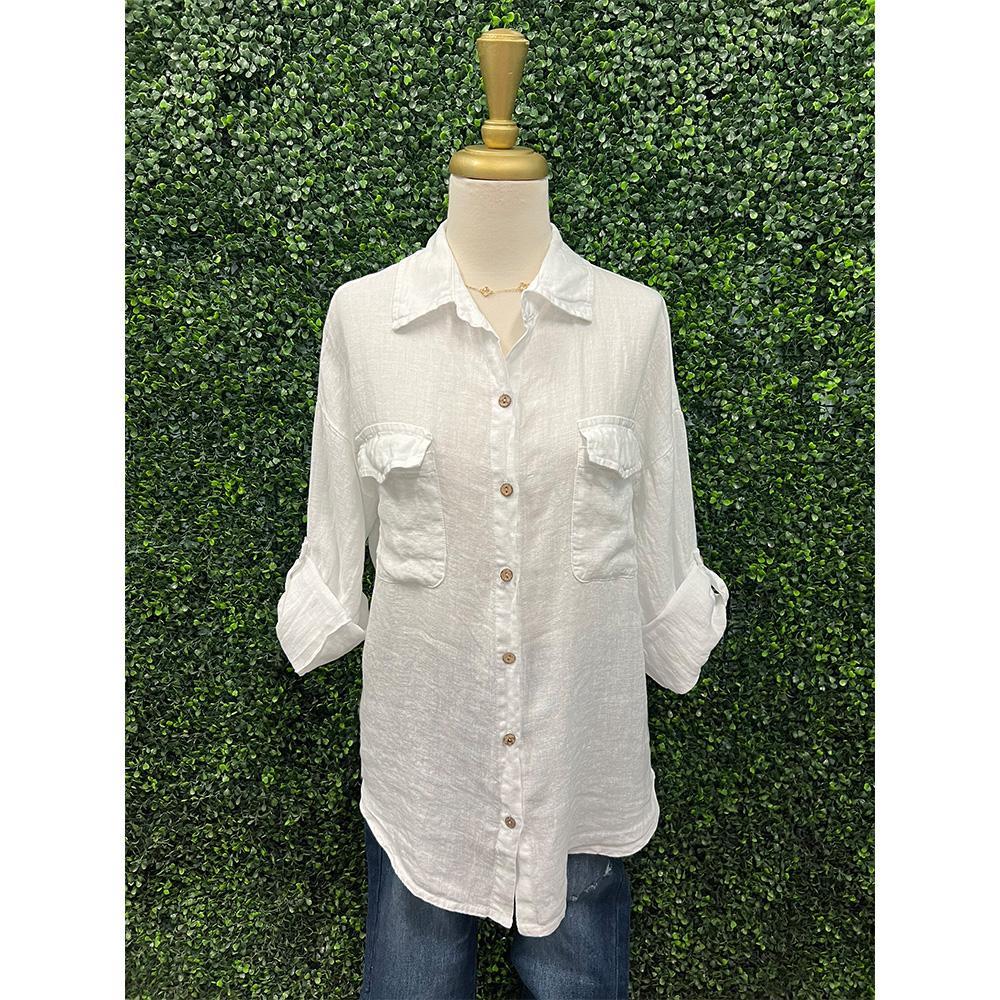 Rilan White Linen Top
