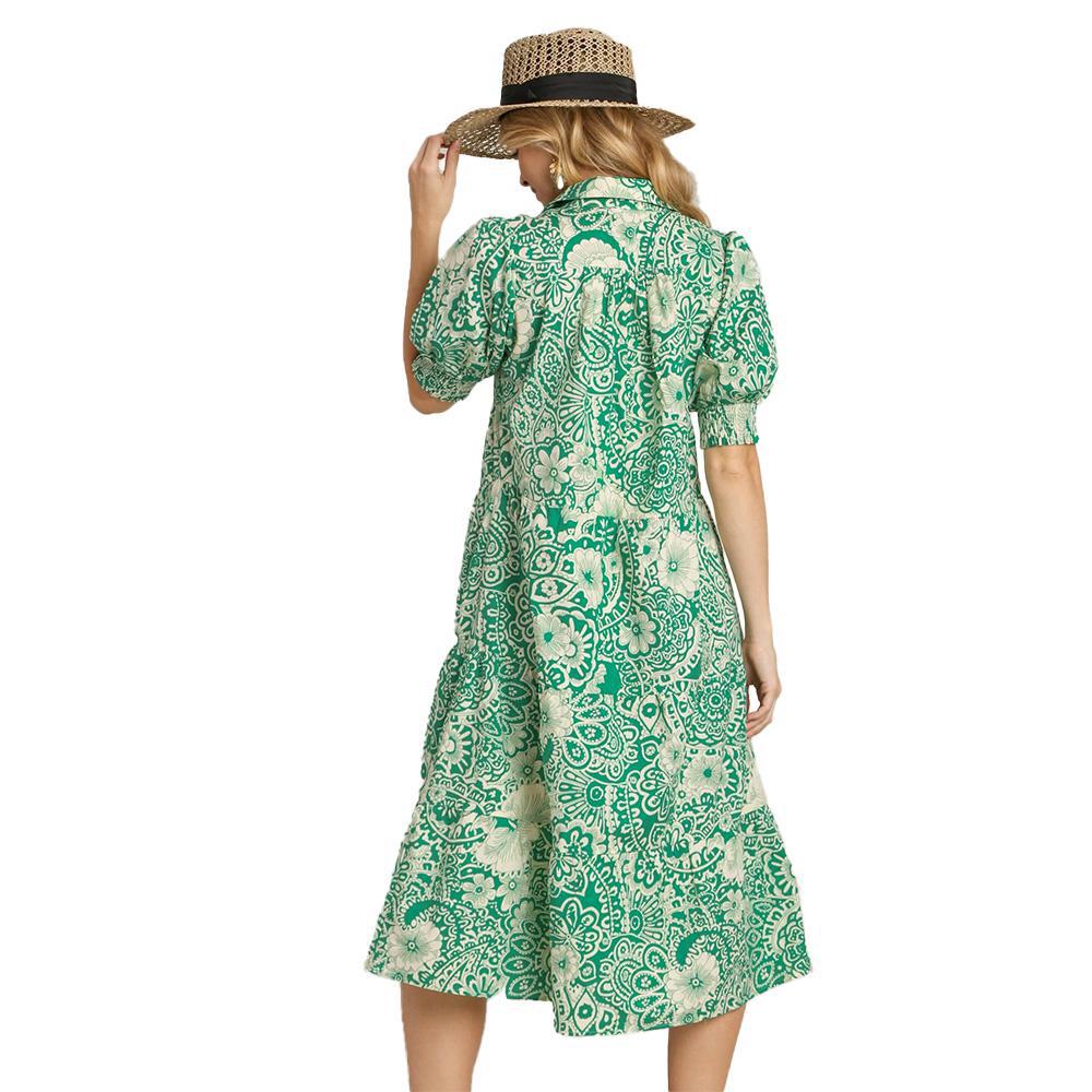 Jonia Green & Ivory Abstract Floral Dress