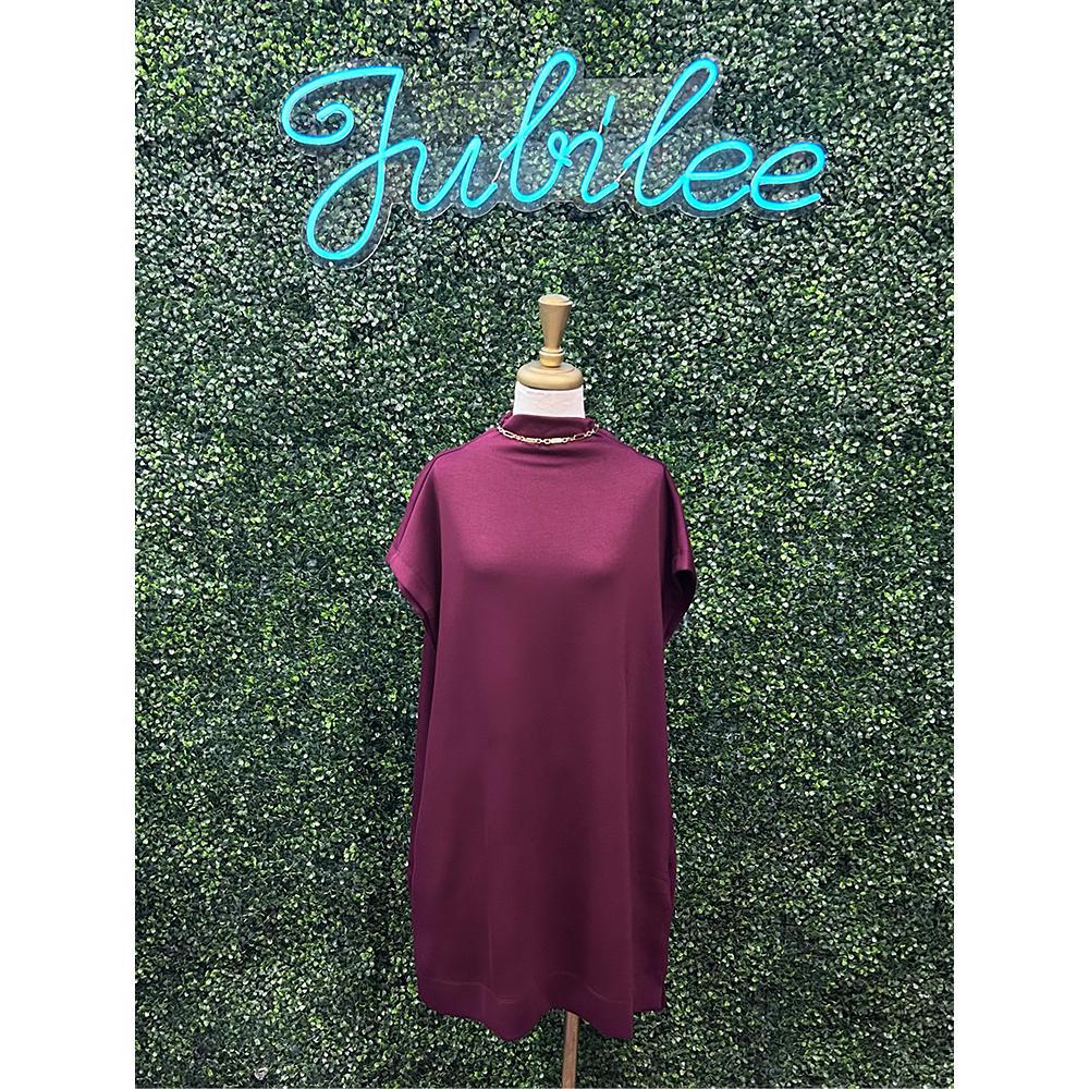 Mavis Wine Pullover Mini Dress