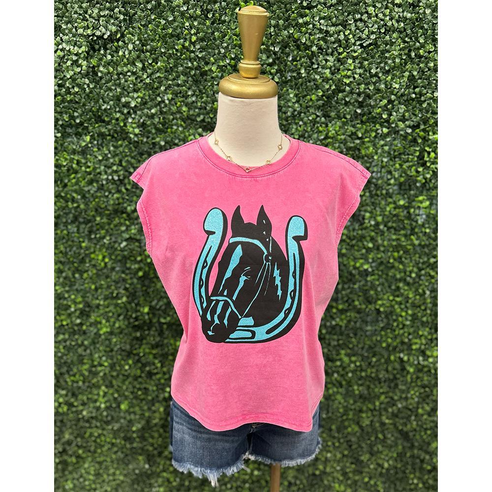 Nell Pink Horseshoe Tee