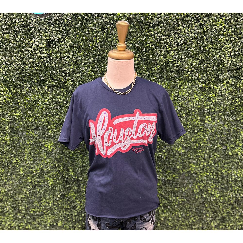 Houston Navy Bejeweled Tee