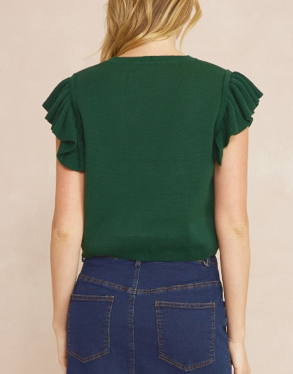 Hunter Green Cheetah Print Crop Top Sweater