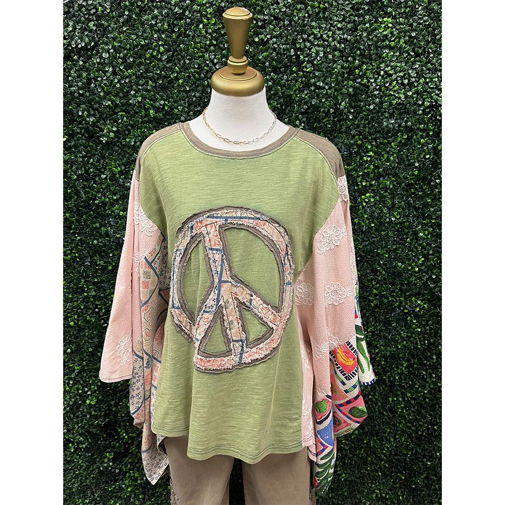 Sage Peace Patch Poncho Top