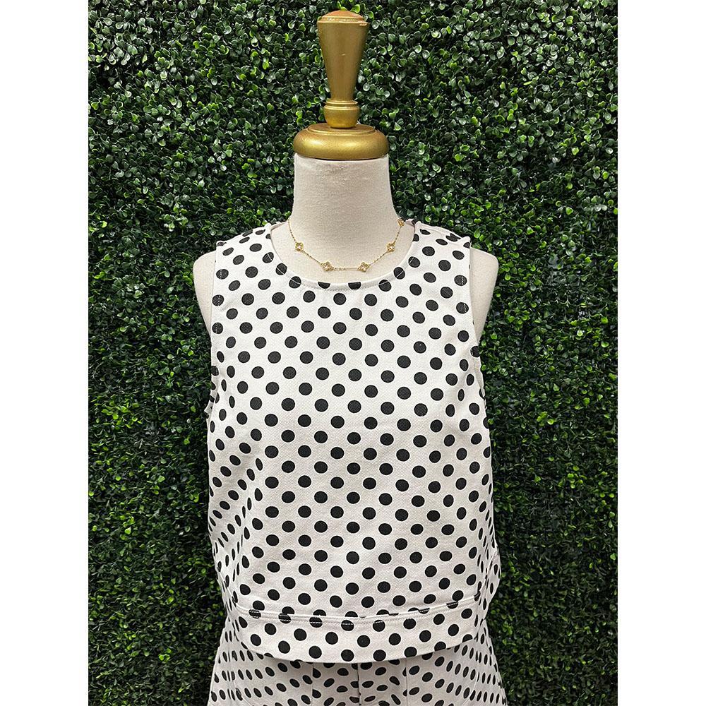 Pearl Polka Dot Sleeveless Crop Top