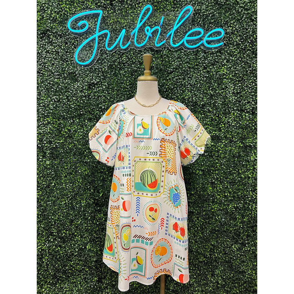 Fruit Stand Puff Sleeve Dress