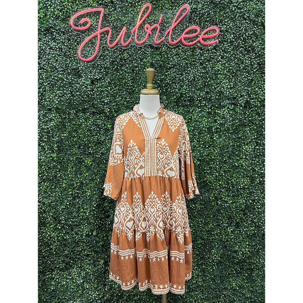 Veronica Camel Tiered Dress
