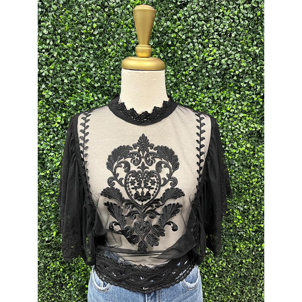 Rita Black Lace Top