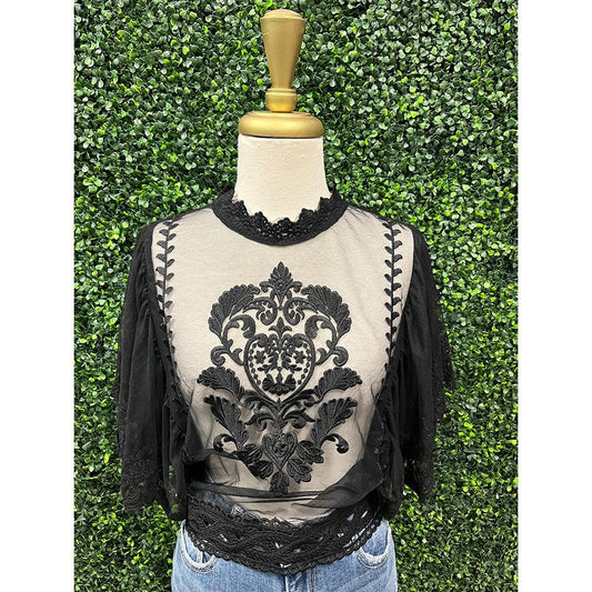 Rita Black Lace Top