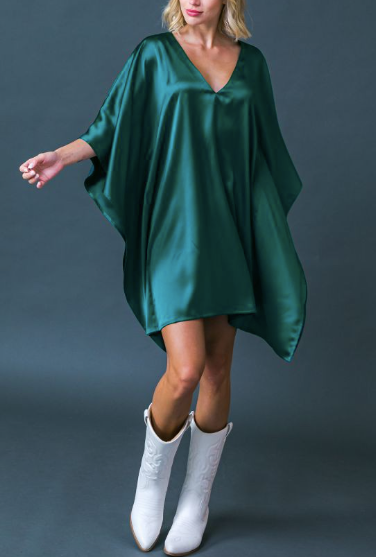 Emerald Green Satin Mini Dress