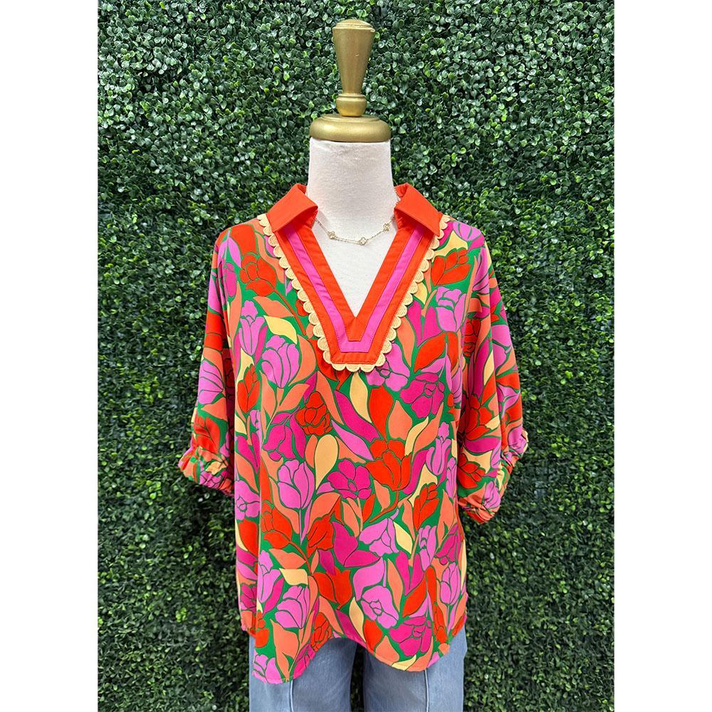 Bria Tulip Multi Drop Shoulder Top