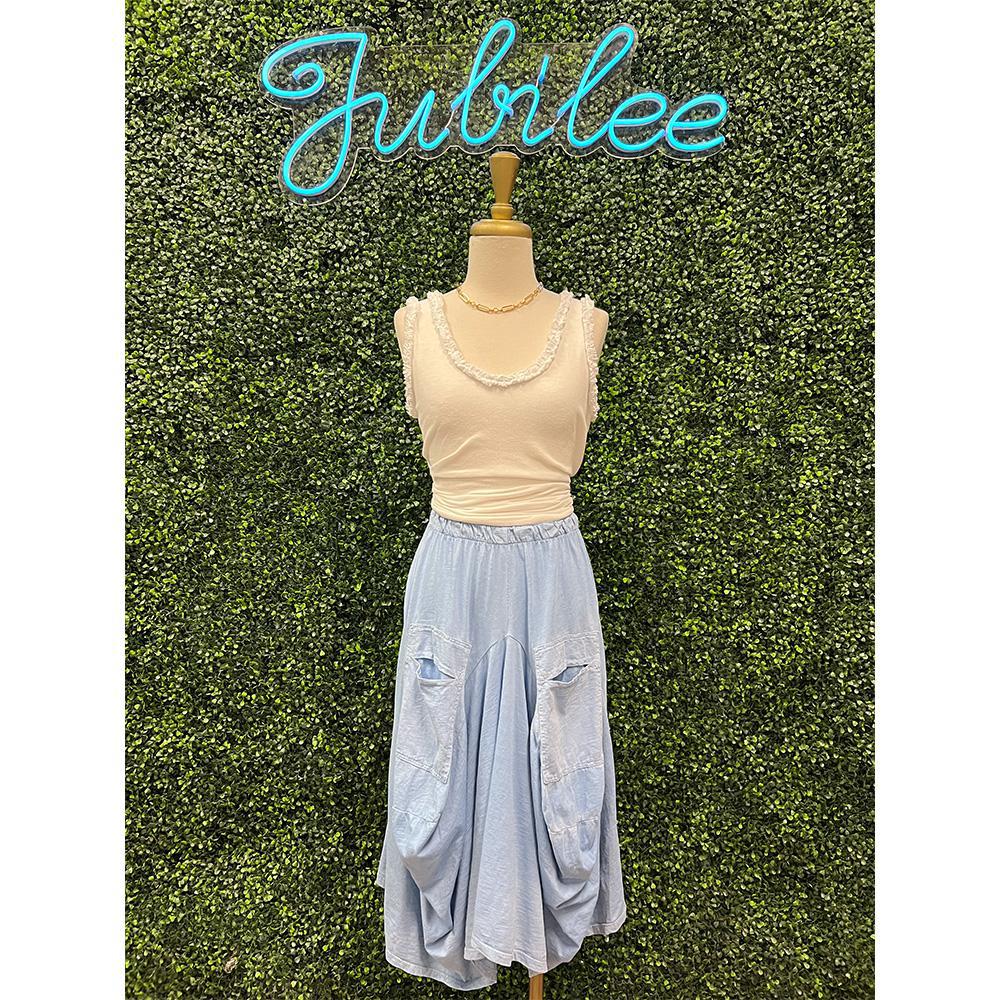 Baby Blue Audrey Cotton Bubble Skirt