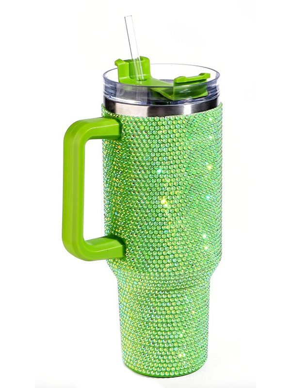 Lime Green Bling Steel Mug 40 oz.