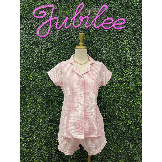 Blush Seersucker Short Set