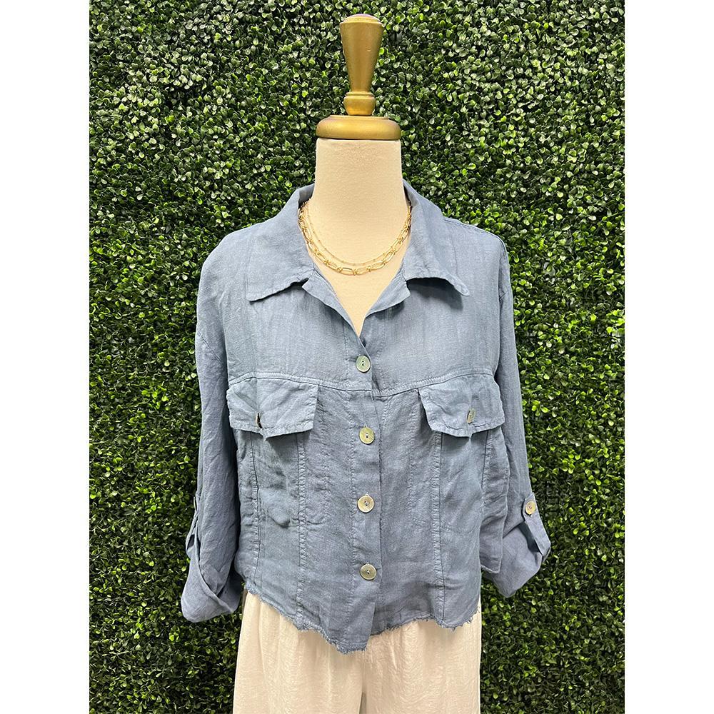 Kimara Denim Linen Short Jacket