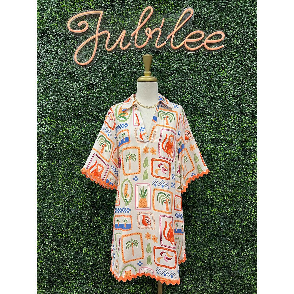 Calla Tropical Print Mini Dress