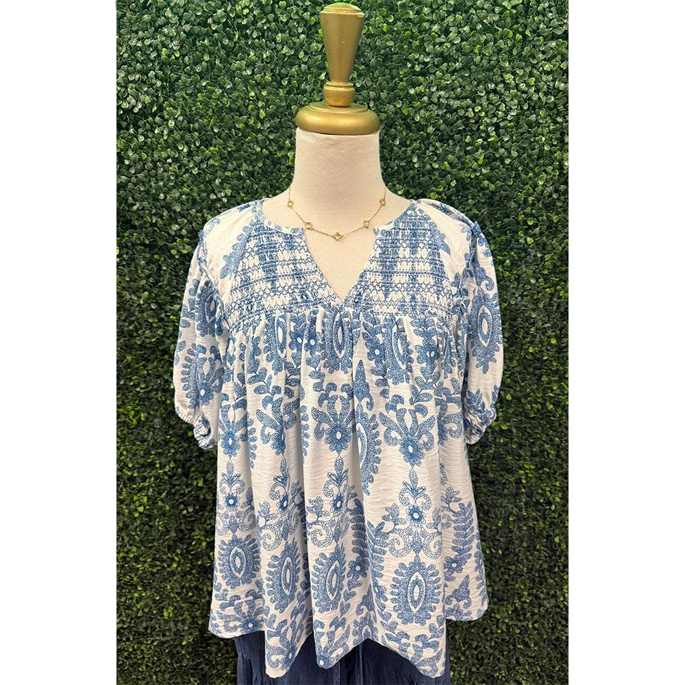 Adelle Blue Fern Top