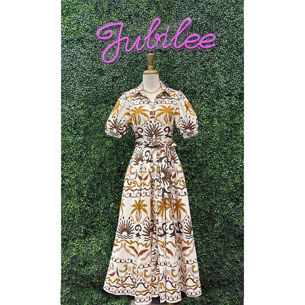 Tropicana Sunset Woven Midi Dress
