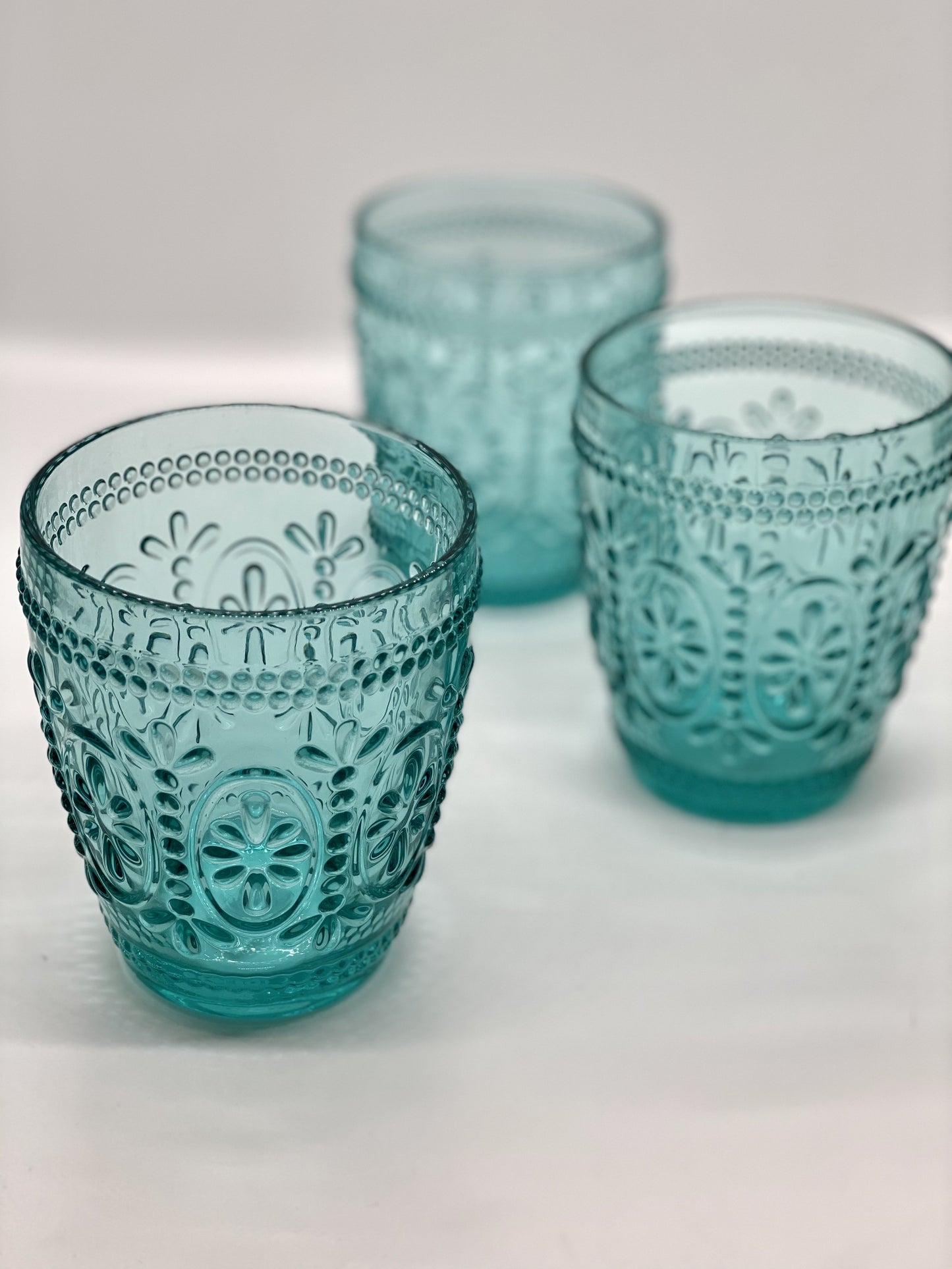 Turquoise Cut Glass Cup