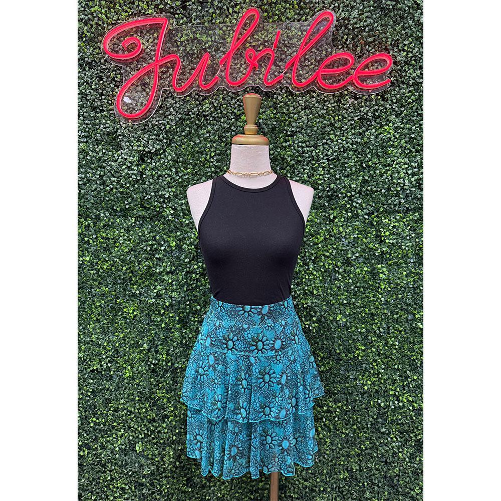Justine Turquoise Mesh Skort