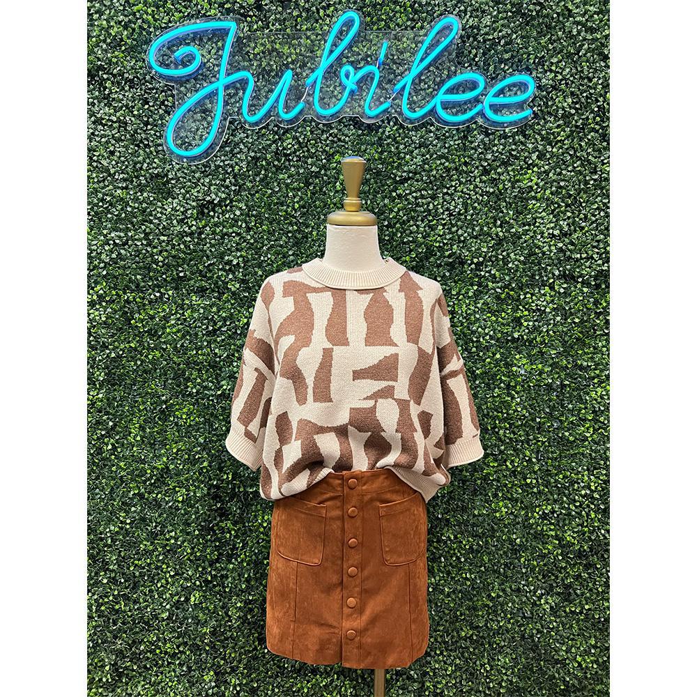 Quinn Chestnut Faux Suede Mini Skirt