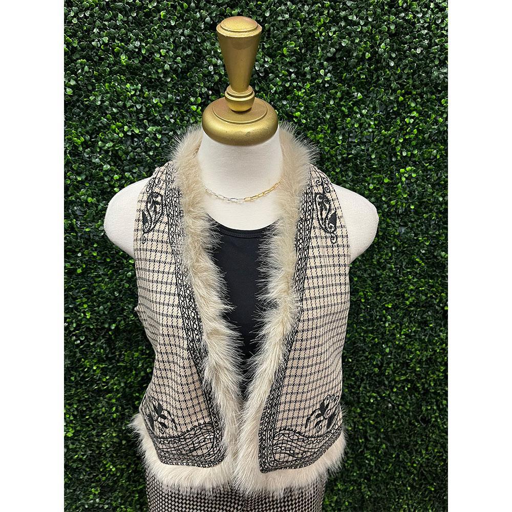 Malora Sand Jacquard Fur Vest
