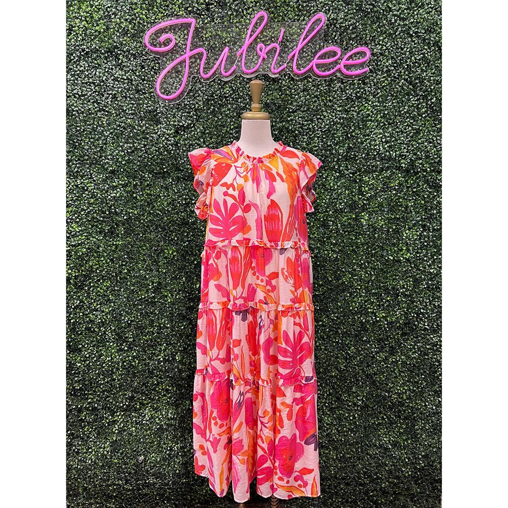 Caroline Floral Round Neck Dress