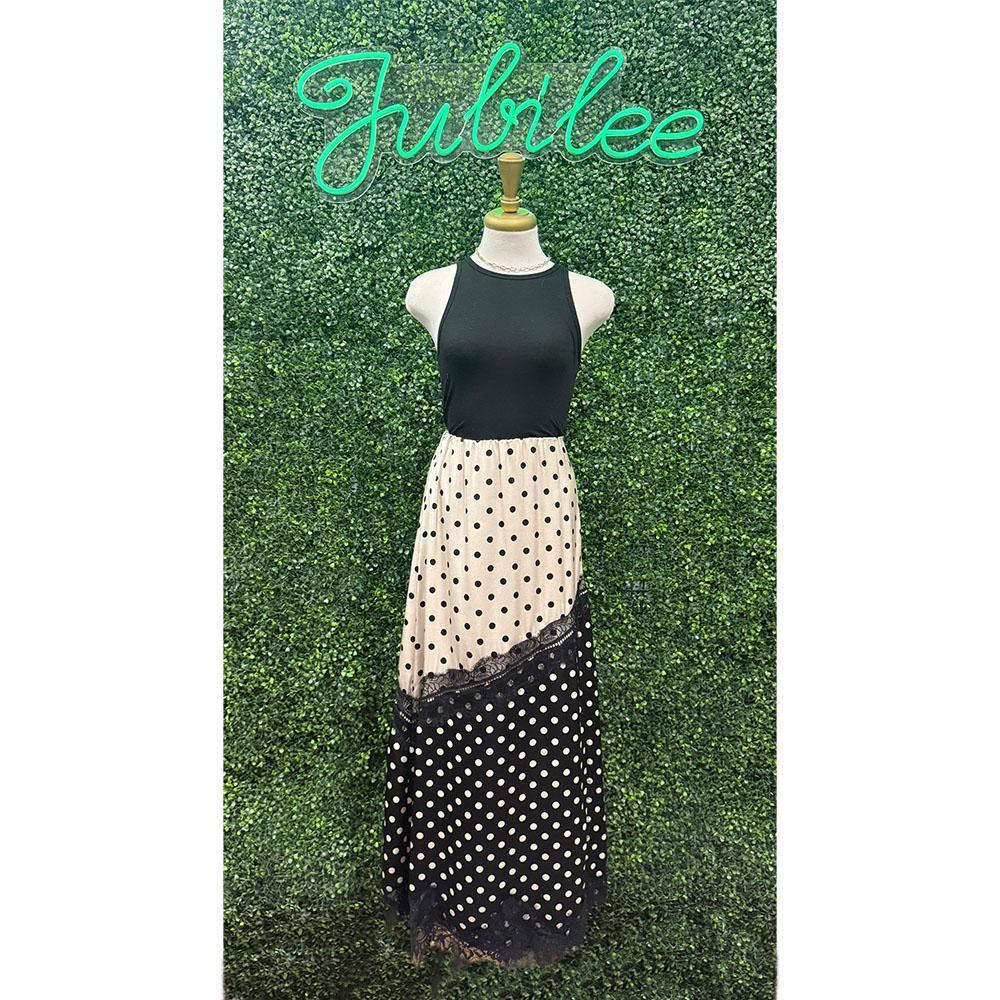 Cassie Silver Polka Dot Maxi Skirt