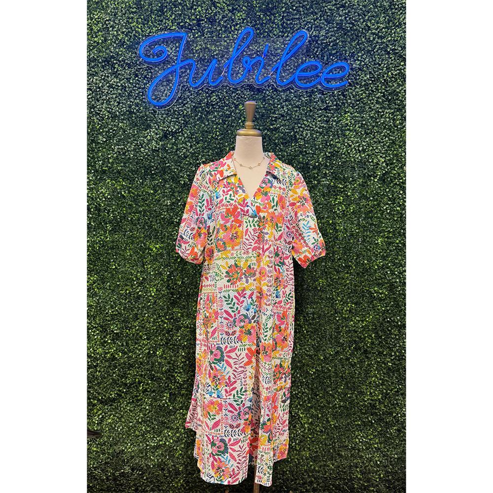 Baylor Blush Folk Midi Dress