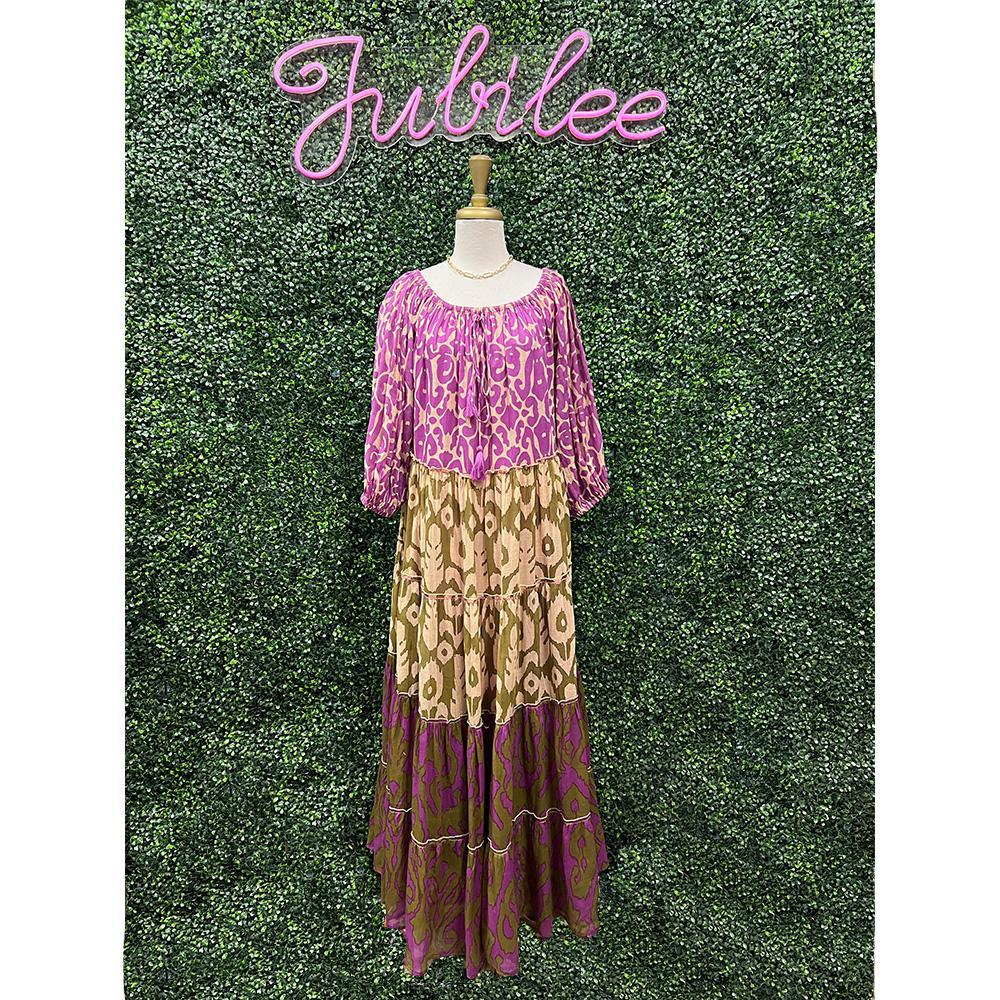 Nerissa Purple Print Rio Bis Maxi Dress