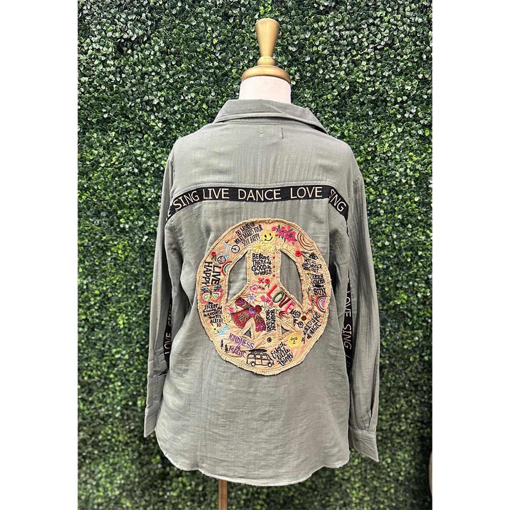 Arin Olive Cotton Button Down Shirt