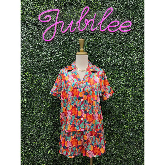 Lola Tropical Silky Satin Pajama Set