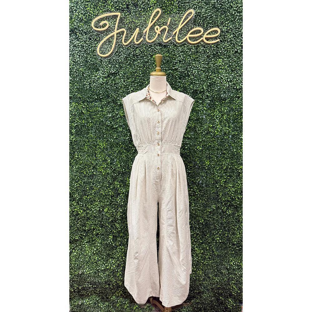 Mellie Cream Striped Jumpsuit